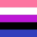Genderfluid pride flag with horizontal stripes of pink, white, purple, black, and blue.