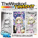 Anime girl in three different states of expression, ranging from tired to energetic, labeled as Thursday.