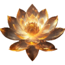 Golden lotus flower blooming with a radiant, ethereal glow.