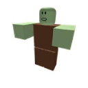 Zombie character with a green head and brown body standing in a simple blocky pose.