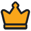 Crown icon in gold with a thick black outline.