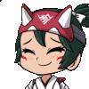 Kiriko from Overwatch with a fox mask on her head smiling happily while receiving a headpat.