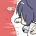 A cute anime cat girl character repeatedly punching the air with a determined expression.