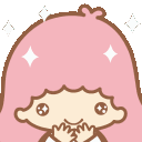 Little Twin Stars characters smiling with pink hair and magical stars.