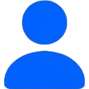 A blue silhouette of a person's head and shoulders.