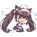 Chocola the catgirl crying with tears streaming down her face while wearing a maid outfit.