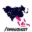 Map of Southeast Asia highlighted in pink against a dark background in pixel art style.