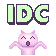 A small pink pixel cat shrugging with the green text IDC floating above its head.