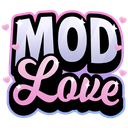 Mod Love text in a bubbly, pink and purple gradient font with sparkles.