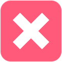 A bold white X centered on a rounded red square background.