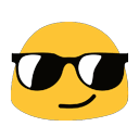 Four yellow blobs wearing black sunglasses lined up horizontally.