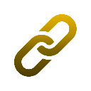 Gold chain link icon on a black background.