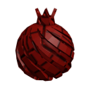 Pomegranate fruit rendered in a dark, segmented pixel art style.