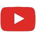 YouTube logo featuring a white play triangle centered inside a red rounded rectangle.