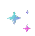 Holographic pixel art stars in various sizes and colors with a shimmering effect.