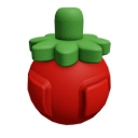 Tomato with a green stem rendered in a 3D style.