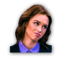 A woman looking sideways with an unimpressed and skeptical expression.