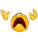 A yellow crying smiley face disintegrating into a cloud of dark dust particles.
