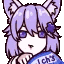 An anime girl with purple hair eating a pack of Welch's fruit snacks.