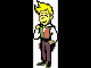 A blonde man in a suit standing in a pixel art style.