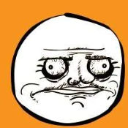 A hand-drawn cartoon face with narrow, suspicious eyes and a thin, unimpressed mouth.