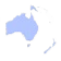 Australia map icon in blue and white with a small red detail.