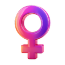 Female gender symbol rendered in vibrant pink and purple 3D gradients.
