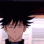 Megumi Fushiguro from Jujutsu Kaisen looking confused with a red question mark appearing above his head.