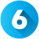 Number six digit in a bold font centered on a blue circular background.