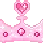 Tiara with pink hearts and sparkles in a pixel art style.