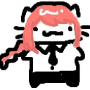 Makima from Chainsaw Man drawn in a simple Bongo Cat style with pink hair and a white shirt.