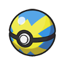Quick Ball from the Pokémon series with its signature yellow and blue zigzag pattern.