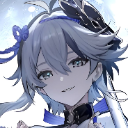 Anime girl with blue hair and a smug, knowing smirk.
