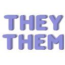 The text THEY THEM written in a bold, purple 3D block font.