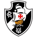 Vasco da Gama football club crest featuring a ship and a red cross on a black and white shield.