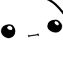 Face with large round eyes and a straight line for a mouth, conveying a blank, expressionless stare.