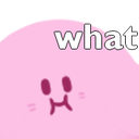 Kirby with a confused expression and the word what written above him.