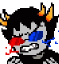 Sollux Captor with red and blue glasses yelling with a frustrated expression.