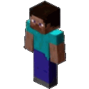 Steve from Minecraft looking down with a suspicious and contemplative expression.