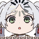 Anime girl with green eyes and a loading icon spinning above her head.