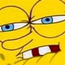 SpongeBob SquarePants with a zoomed-in, suggestive, and smug facial expression.