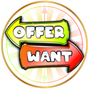 A circular icon with a yellow arrow pointing left labeled Offer and a red arrow pointing right labeled Want.