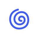 A blue spiral shape centered on a black background.