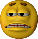 Yellow emoji face with a grimacing expression and squinted eyes showing intense discomfort.