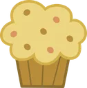 Muffin with a light yellow top and brown wrapper held by two hands.
