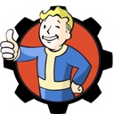 Vault Boy winking and giving a thumbs up gesture inside a gear-shaped frame.