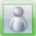 Messenger buddy icon featuring a stylized gray person figure inside a green-bordered square.