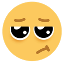 Yellow emoji face with a skeptical expression and a crooked mouth.