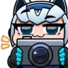 Anime character with a smug expression holding a camera up to their face.