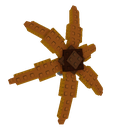 Maple sunflower with orange petals and a brown center in a blocky pixel art style.